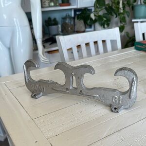 Antique 1908 Industrial Silver metal  Wall Hook for unknown use